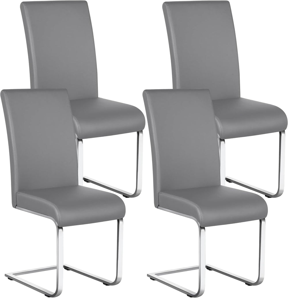 Yaheetech Dining Chairs Set of 4 High Back Modern Kitchen Chairs Light Gray