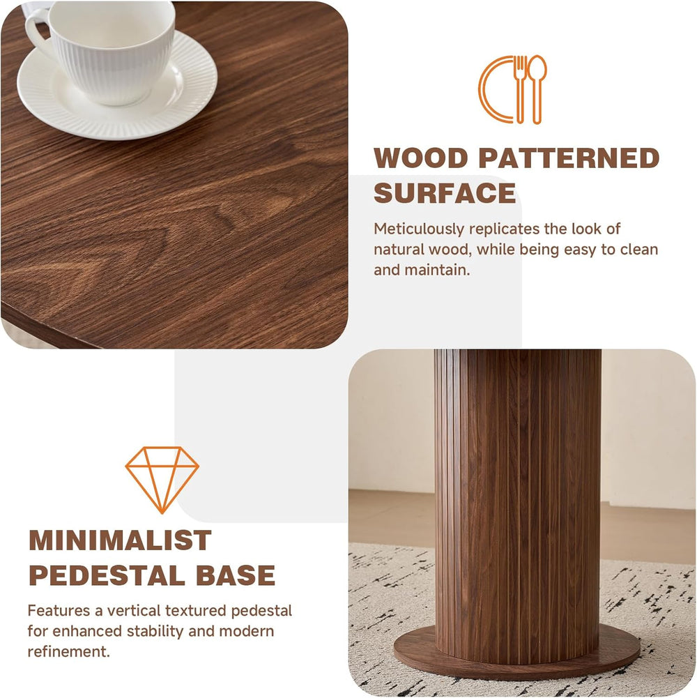 35.5" Round Dining Table for 2, Modern Small Pedestal Kitchen Table, Spa...