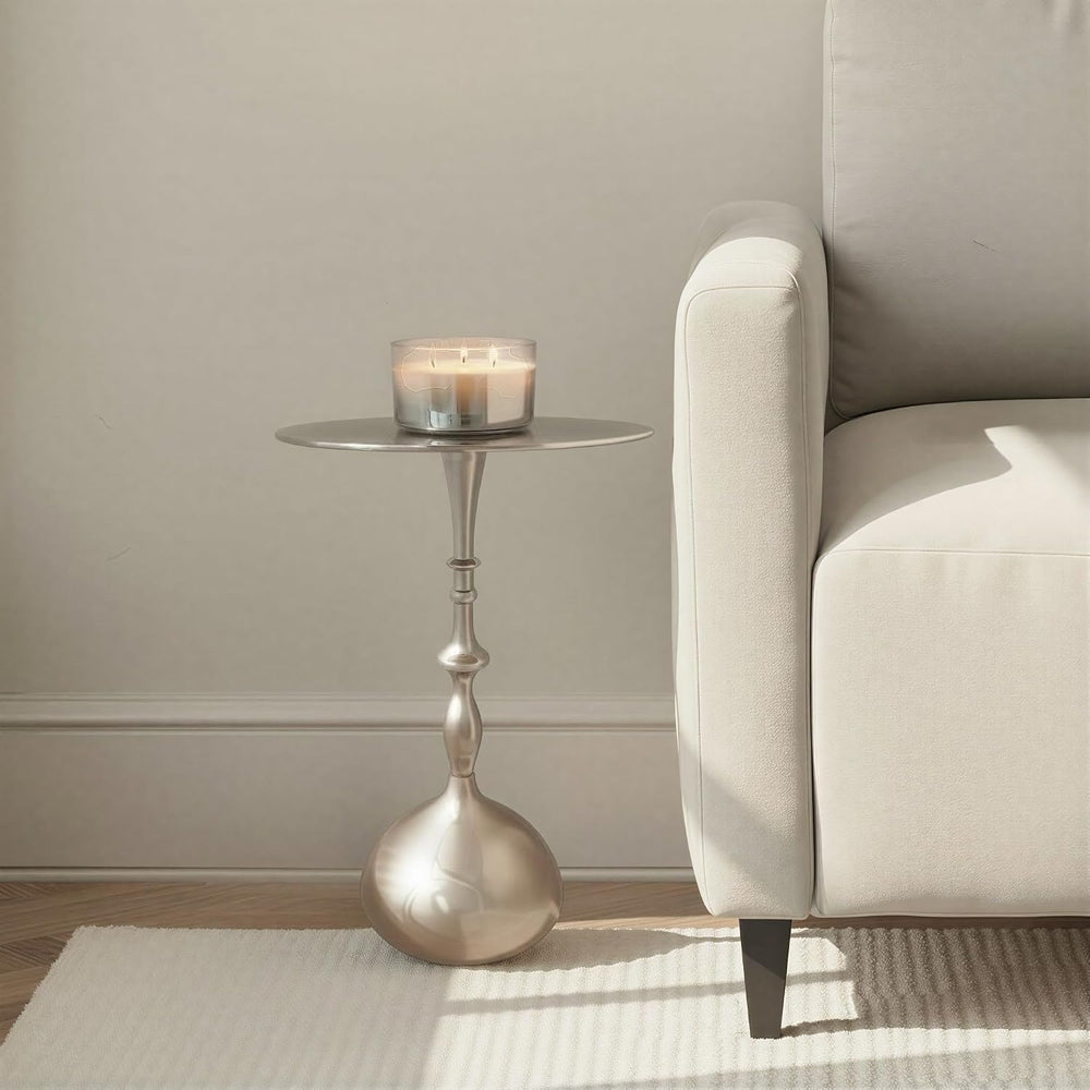 Bloomingville Aluminum and Reclaimed Wood Accent Table, Chrome