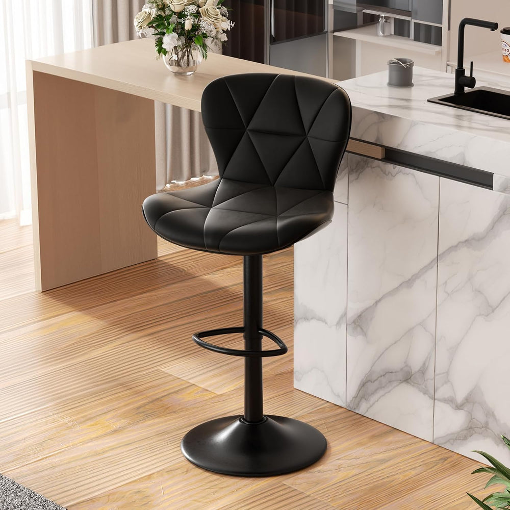 Bar Stools,Adjustable Swivel Barstools, Faux Leather Bar Chairs,Upholstered C...
