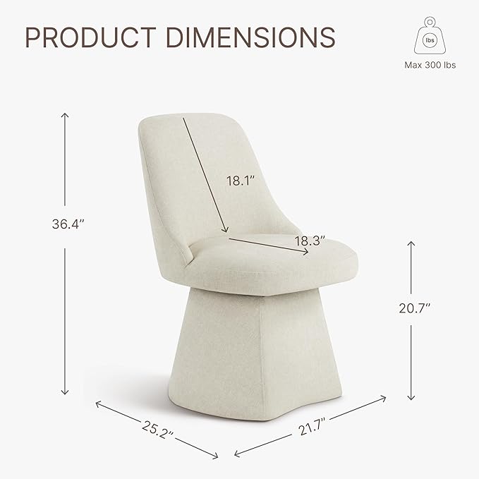 Swivel Dining Chairs Set of 2, Upholstered Mid Century Modern Deskchair with ...
