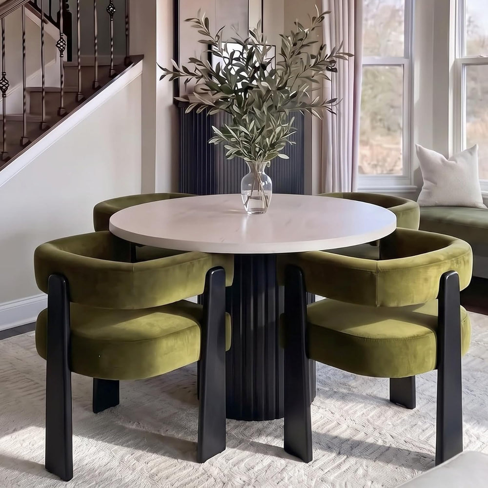 Hyfirm Modern Dining Chairs Set of 4, Upholstered Velvet Barrel Accent Chairs...