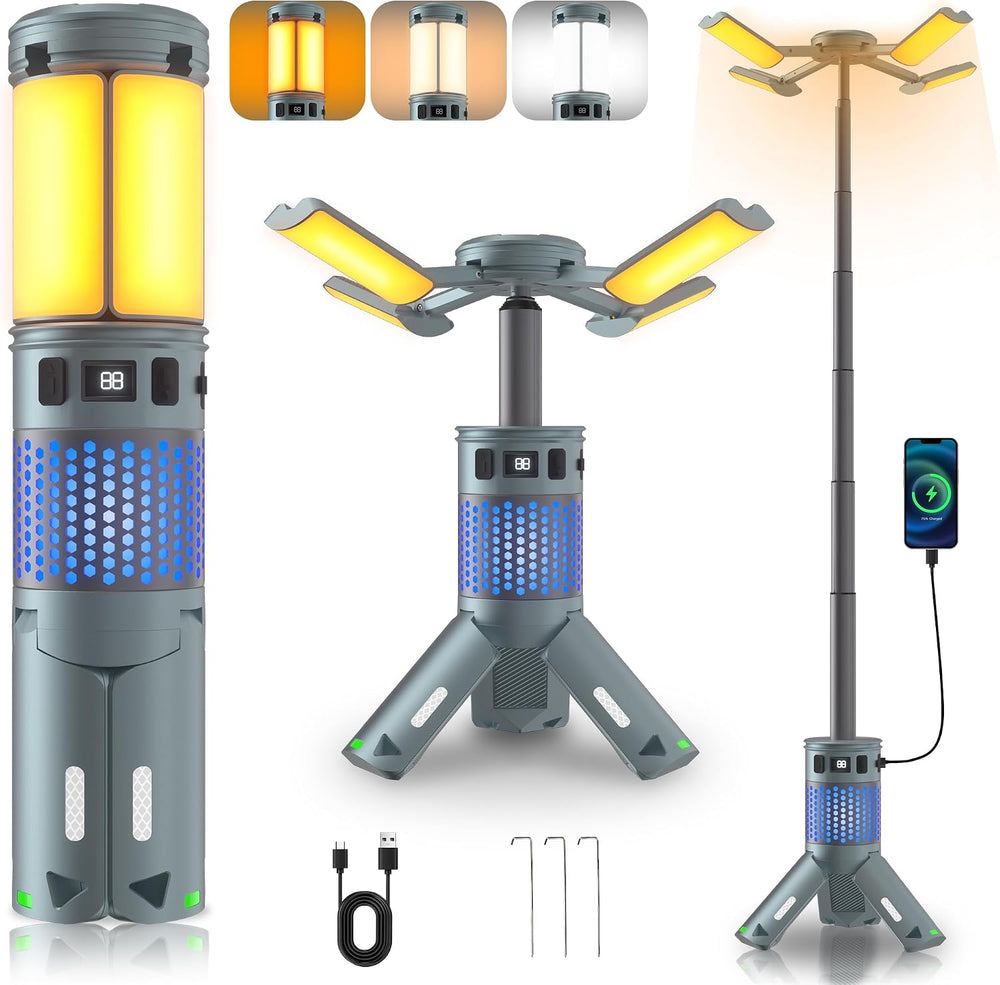 Camping Lights, Rechargeable Telescopic Camping Lights with Stand,12000mAh Ca...