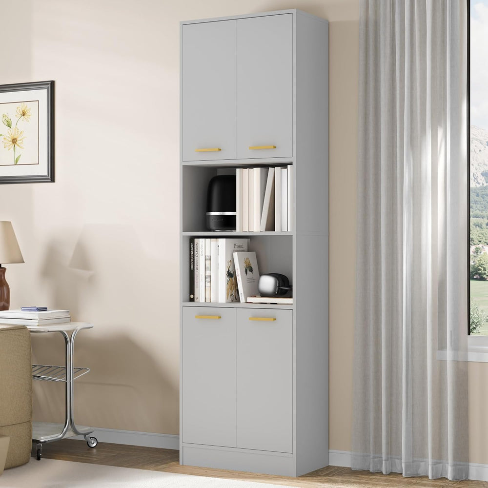 Cozy Castle Kitchen Pantry Cabinet, 75" Tall Wood Storage Cabinet with D...