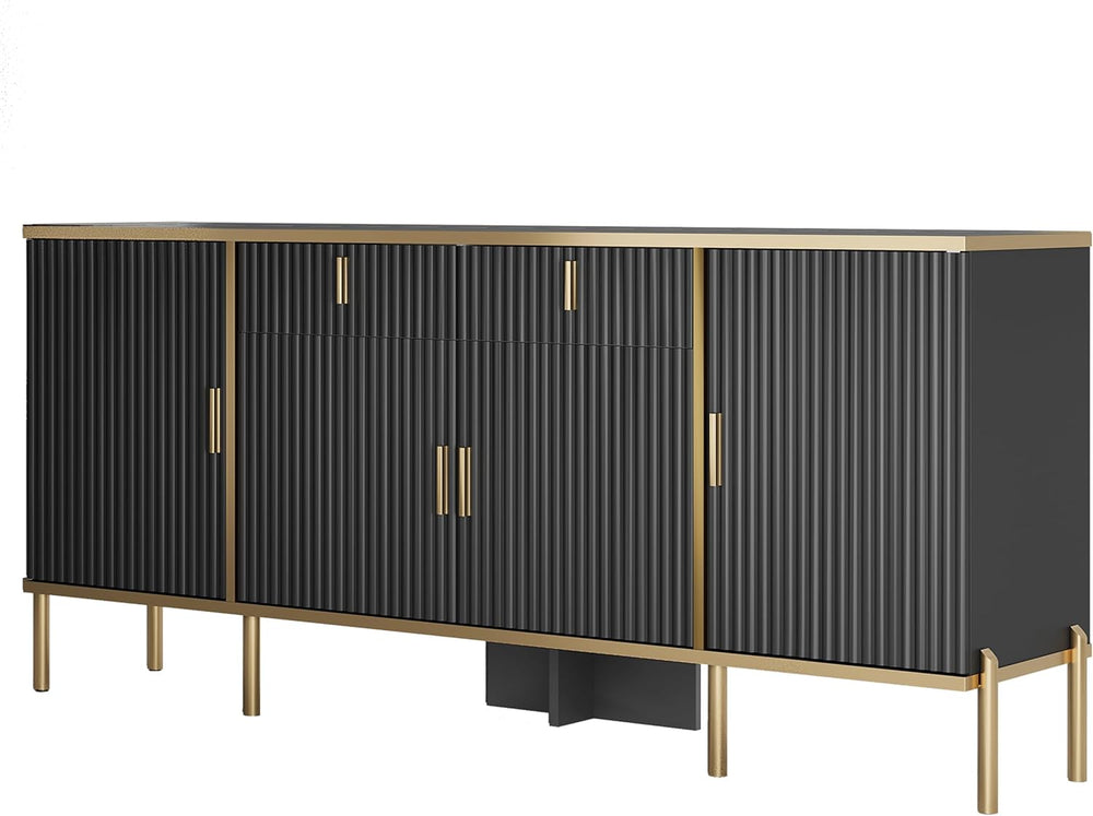 60" Fluted Buffet Cabinet with Storage, Modern Buffets & Sideboard w...