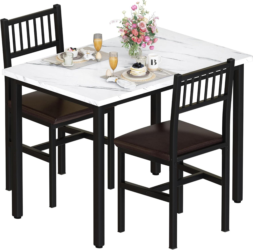 AWQM 3 Piece Dining Table, Small Kitchen Table Set for 2 with Chairs(White) |...