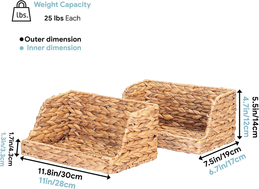 VATIMA Water Hyacinth Storage Baskets for Organizing, Medium Open-Front Wicke...