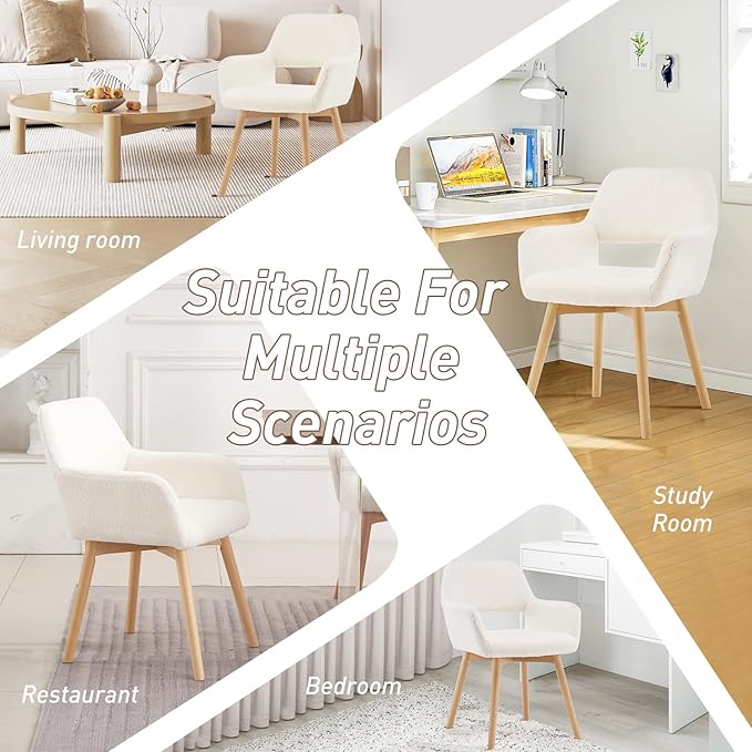 Desk Chair No Wheels Vanity Chair Makeup Chair Comfy Accent Chair for Living ...