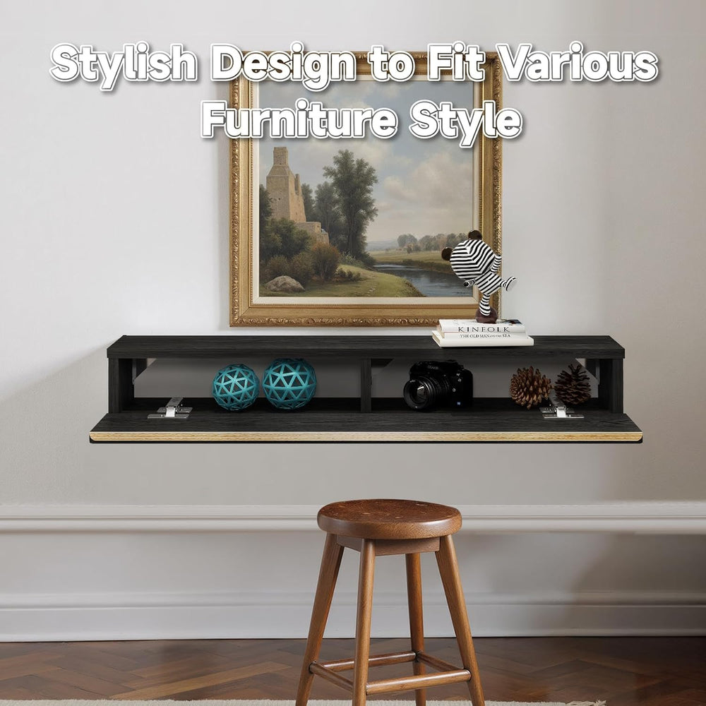Floating Solid Wood Console Table, 32'' Wall Mounted Narrow Entryway ...