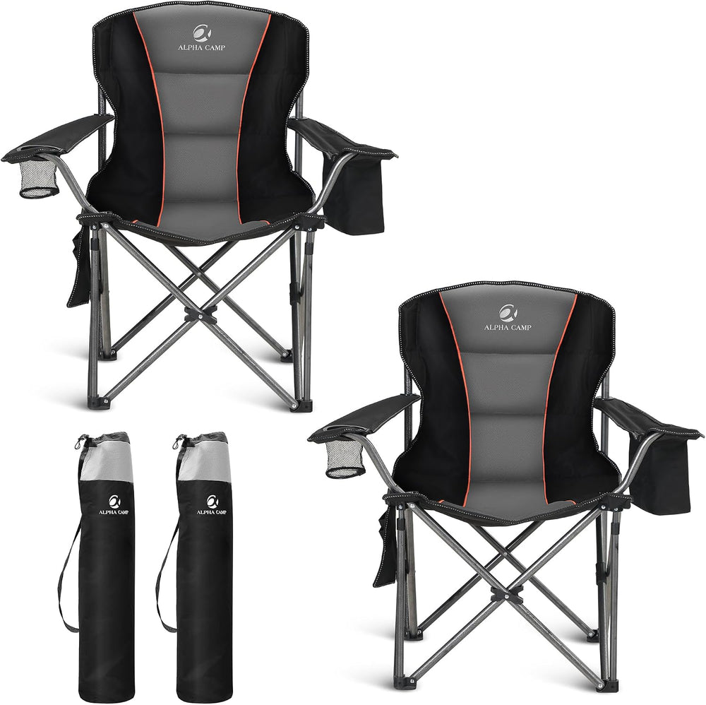 ALPHA CAMP Oversized Folding Camping Chair, Heavy Duty Portable Lawn Chairs w...