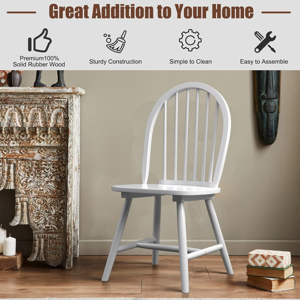 COSTWAY Windsor Dining Chairs Set of 2, Mid-Century Modern Wood Chairs w/Spin...