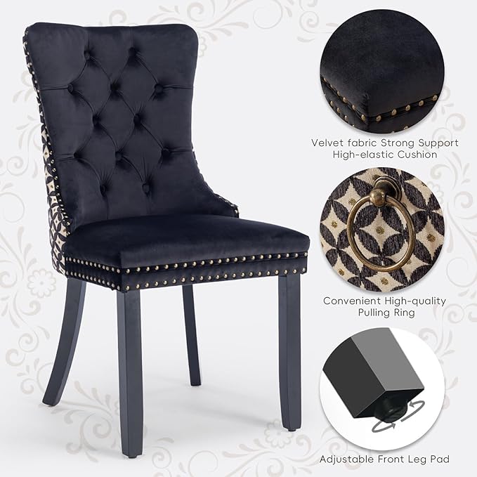 Velvet Upholstered Dining Chairs Set of 8, Modern Style Kitchen Side Chairs w...
