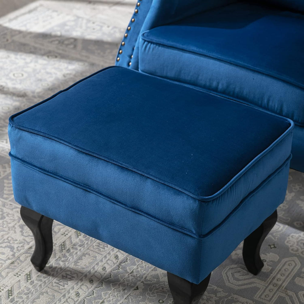 Mid Century Modern Accent Chair Upholstered Armchair Comfy Velvet Tufted Wing...