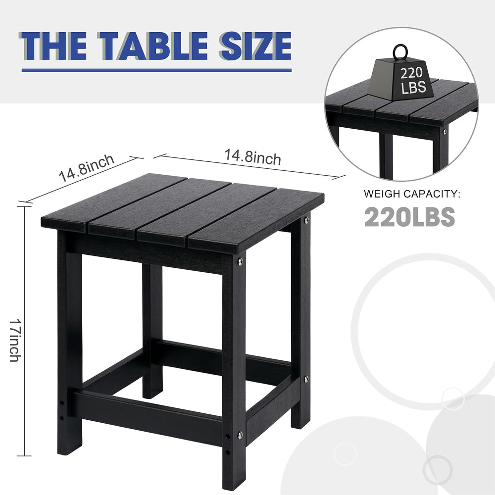 LZRS Patio Side Table, Heavy Duty HDPE Outdoor End Table with Wood Texture, W...