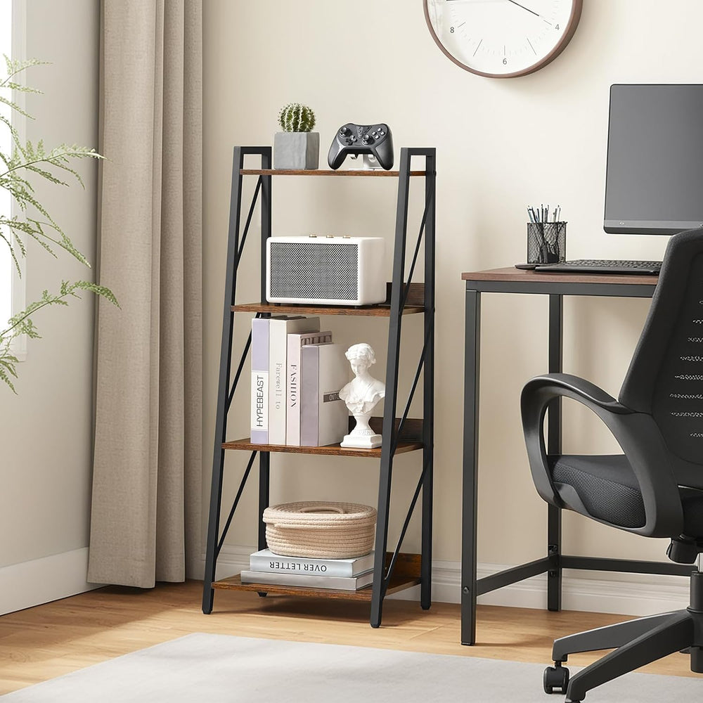 HOOBRO Ladder Shelf, 4-Tier Bookshelf, Corner Bookcase, Freestanding Storage ...