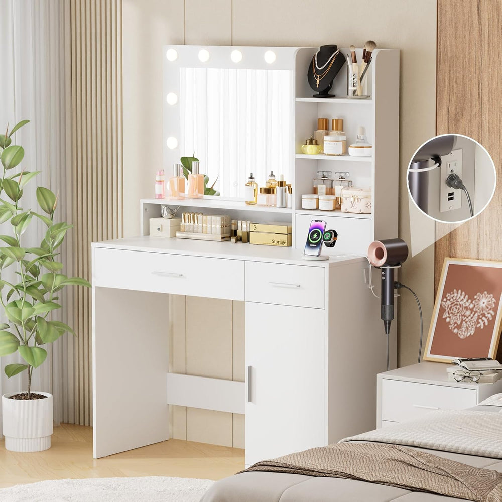 3 Lighting Modes Adjustable Brightness, with LED Lights and Mirror, with Powe...