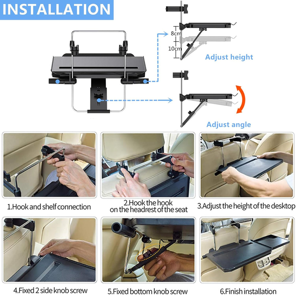 2 in 1 Car Steering Wheel Tray / Back Seat Headrest Tray for Eating Food Drin...