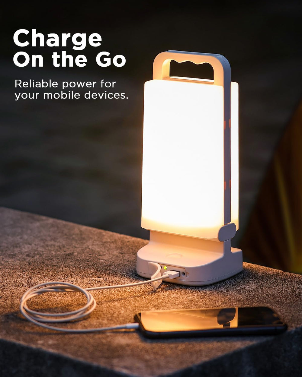 Solar Camping Lantern, Rechargeable Battery Powered Camping Light 6000mAh Up ...