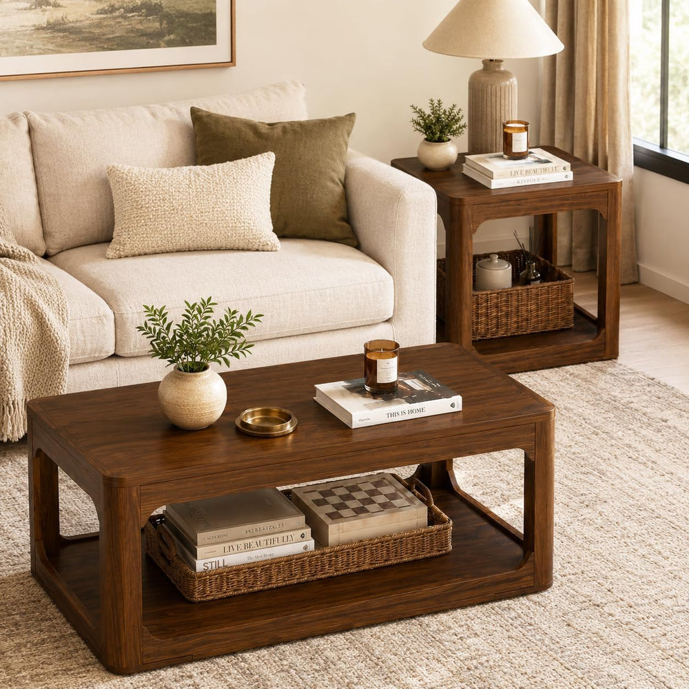 Rovibek Living Room Tables Set of 3, Large Coffee Table and End Table Sets | ...