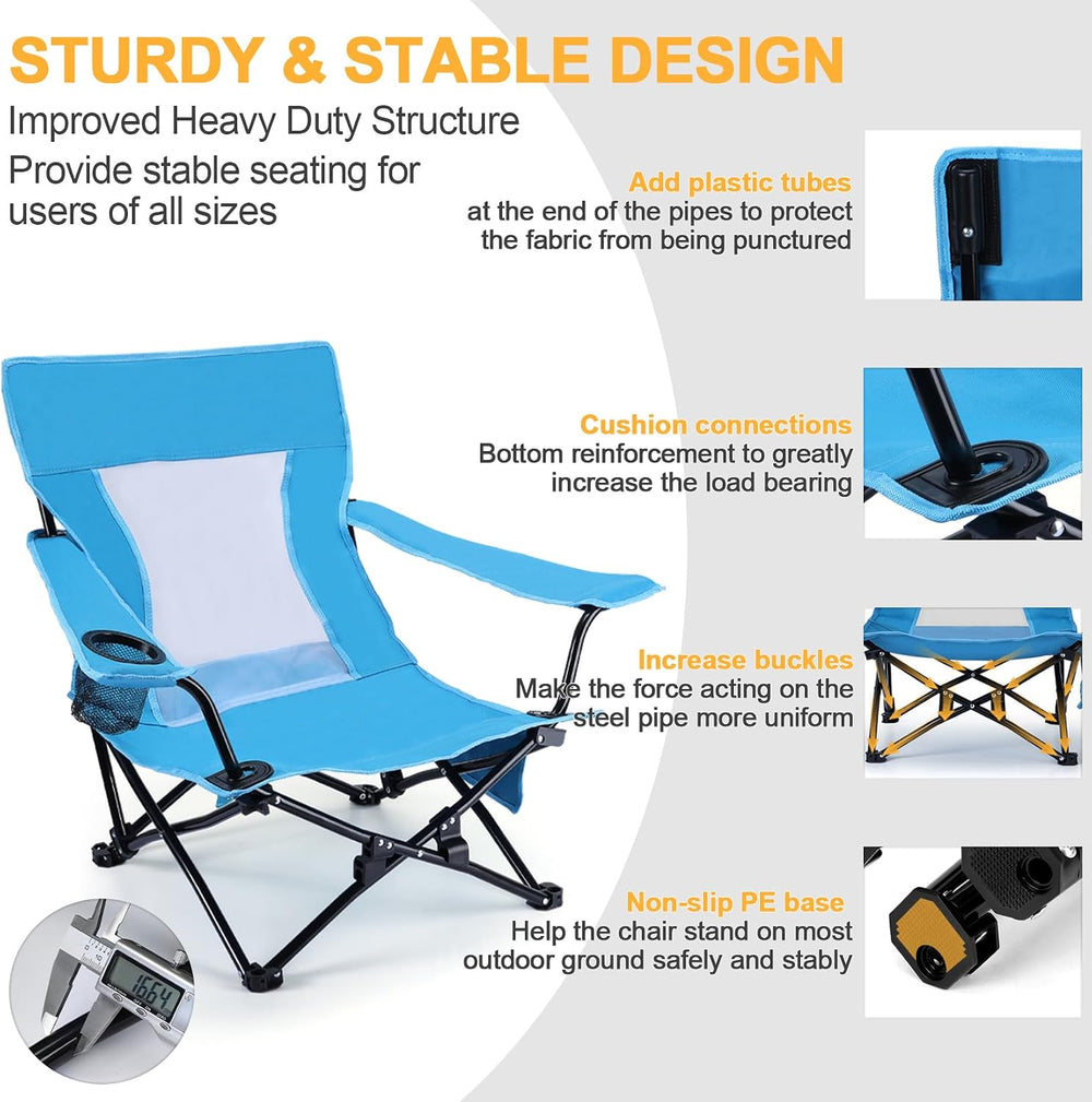 Joyfair Beach Camping Chair (2 Pack), Folding Chair for Adults (Blue) | Heavy...
