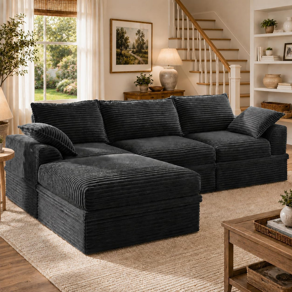Upgraded Couch with Storage, Sectional Couches for Living Room, L-Shaped Modu...