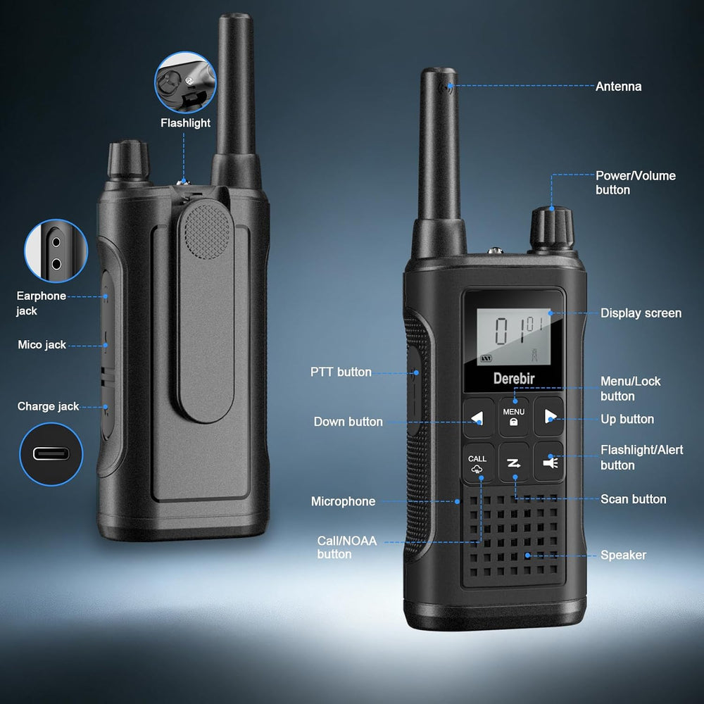 Rechargeable Walkie Talkies for Adults Long Range-4 Pack