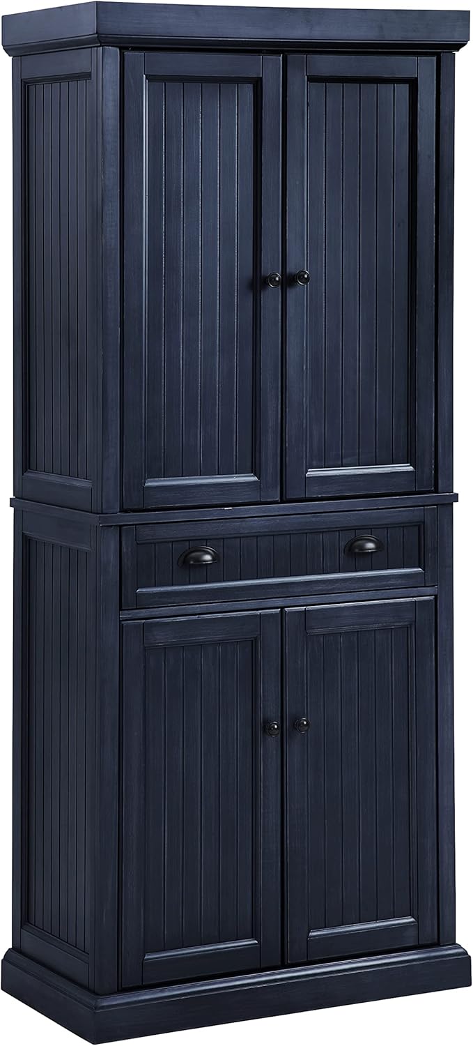 Crosley Furniture Seaside Coastal Pantry Storage Cabinet with Shelves, Kitche...