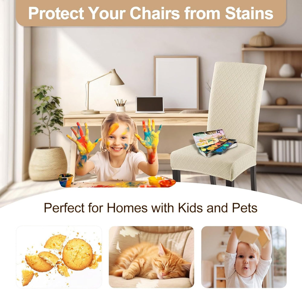 Dining Room Chair Covers Set of 6, Stretch Jacquard Parsons Chair Slipcovers ...