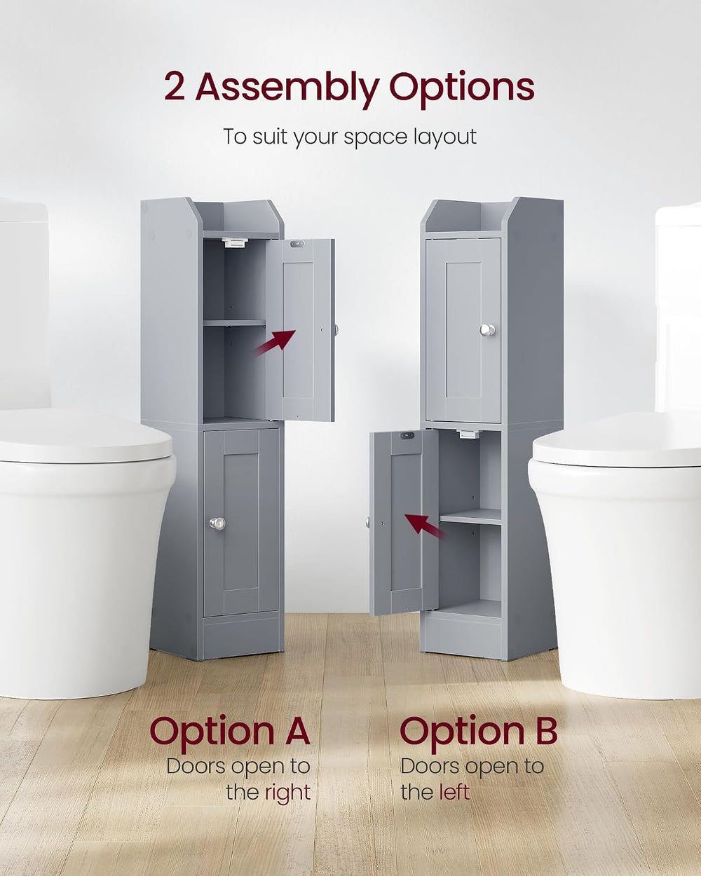 VASAGLE Small Storage Corner Floor Cabinet, 2 Doors, Dove Gray