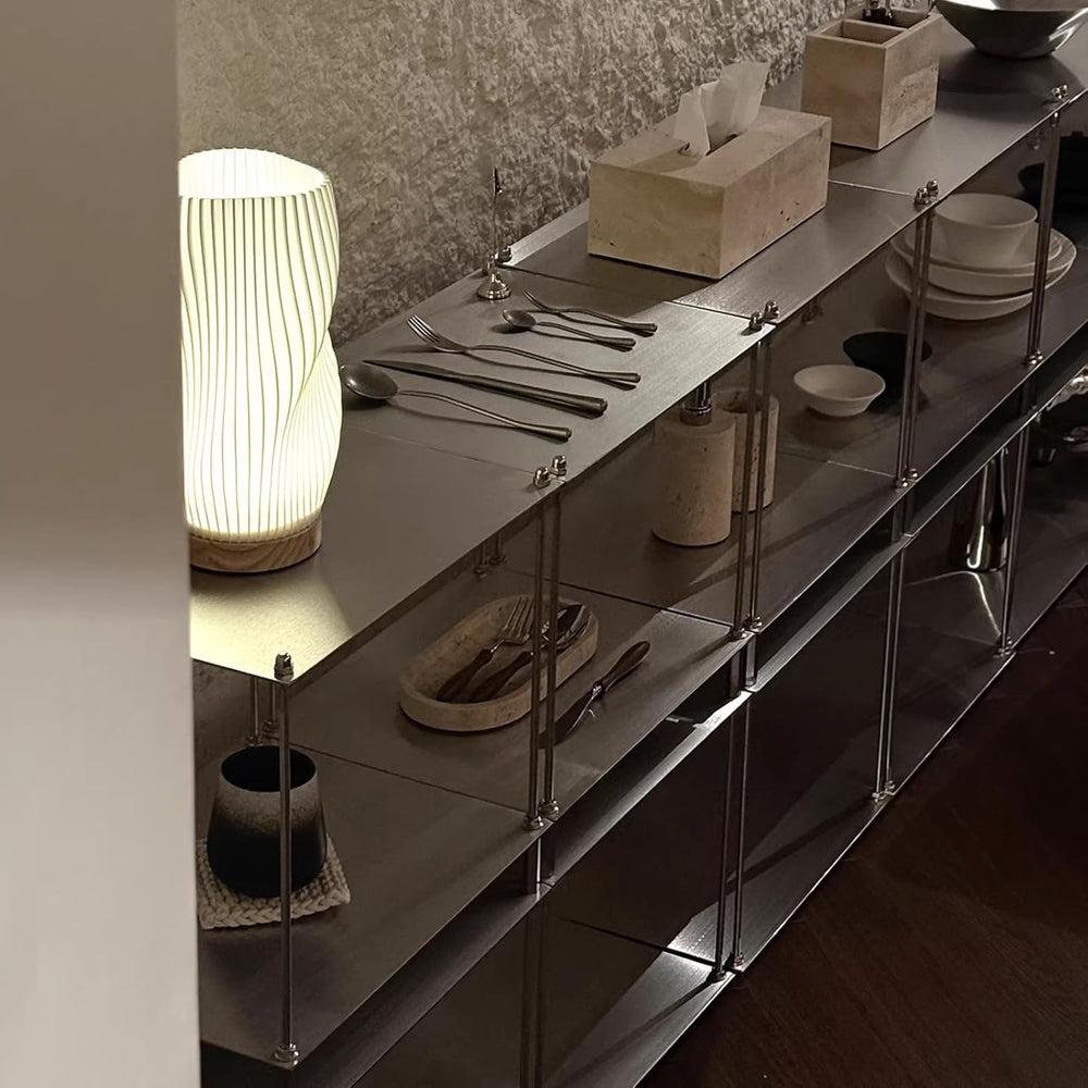 2 Tier Stainless Steel Side Table,Modular Stainless Steel Shelving Unit, Meta...