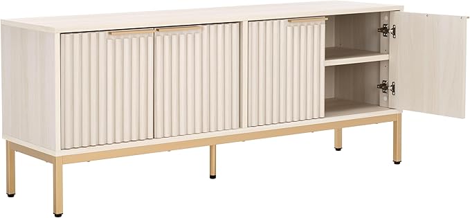 SAFAVIEH Lylia TV Stand for up to 65" Flatscreen – White & Gold, 4 D...
