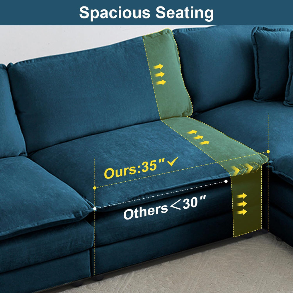 Modular Sectional Sofa with Ottoman, 76.7" Modern L Shaped Sectionals Cl...