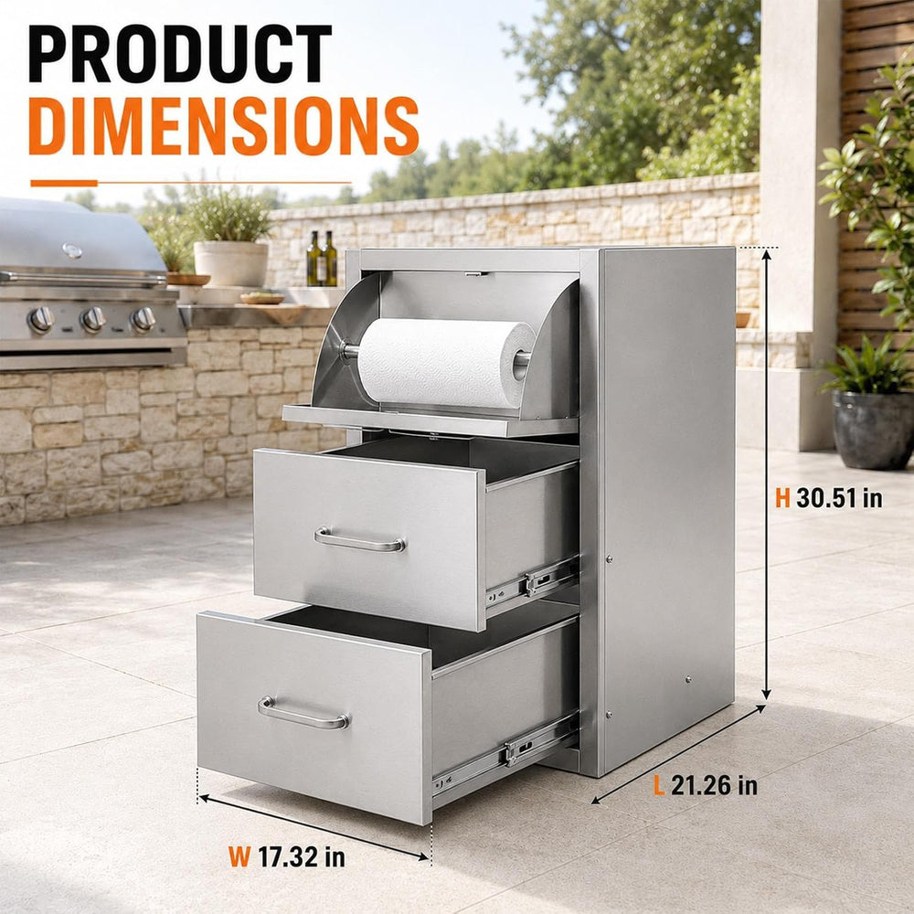 Outdoor Kitchen Drawers, 17" W x 30" H x 21" D Stainless Steel...