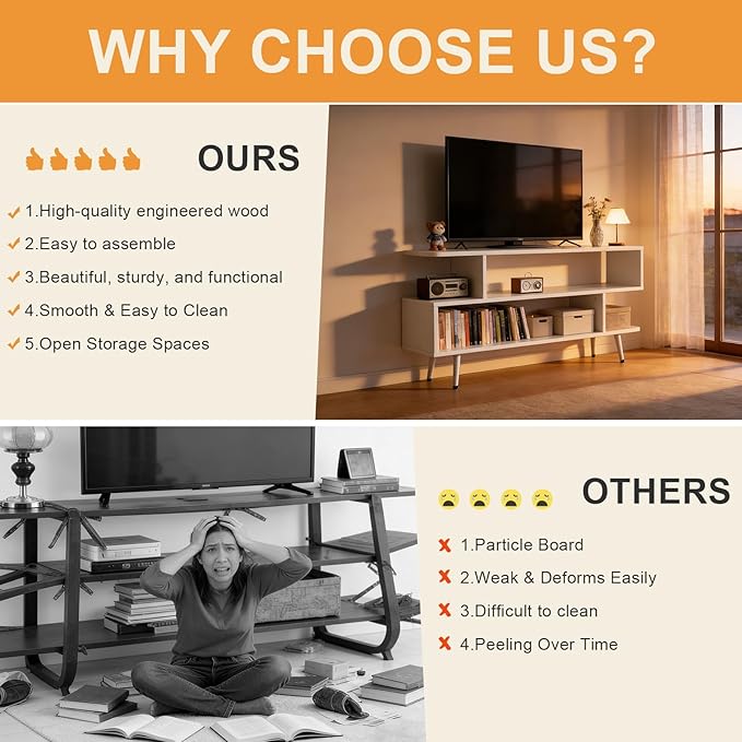 Lightdot TV Stand for TVs up to 45'', Modern Entertainment Center wit...