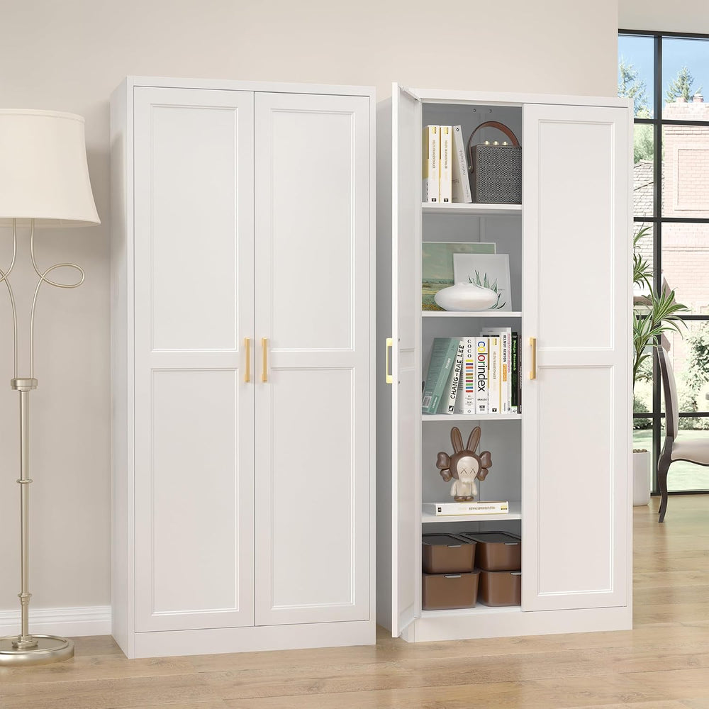 Steeloong 71"Metal Pantry Storage Cabinet with Doors & 4 Adjustable ...