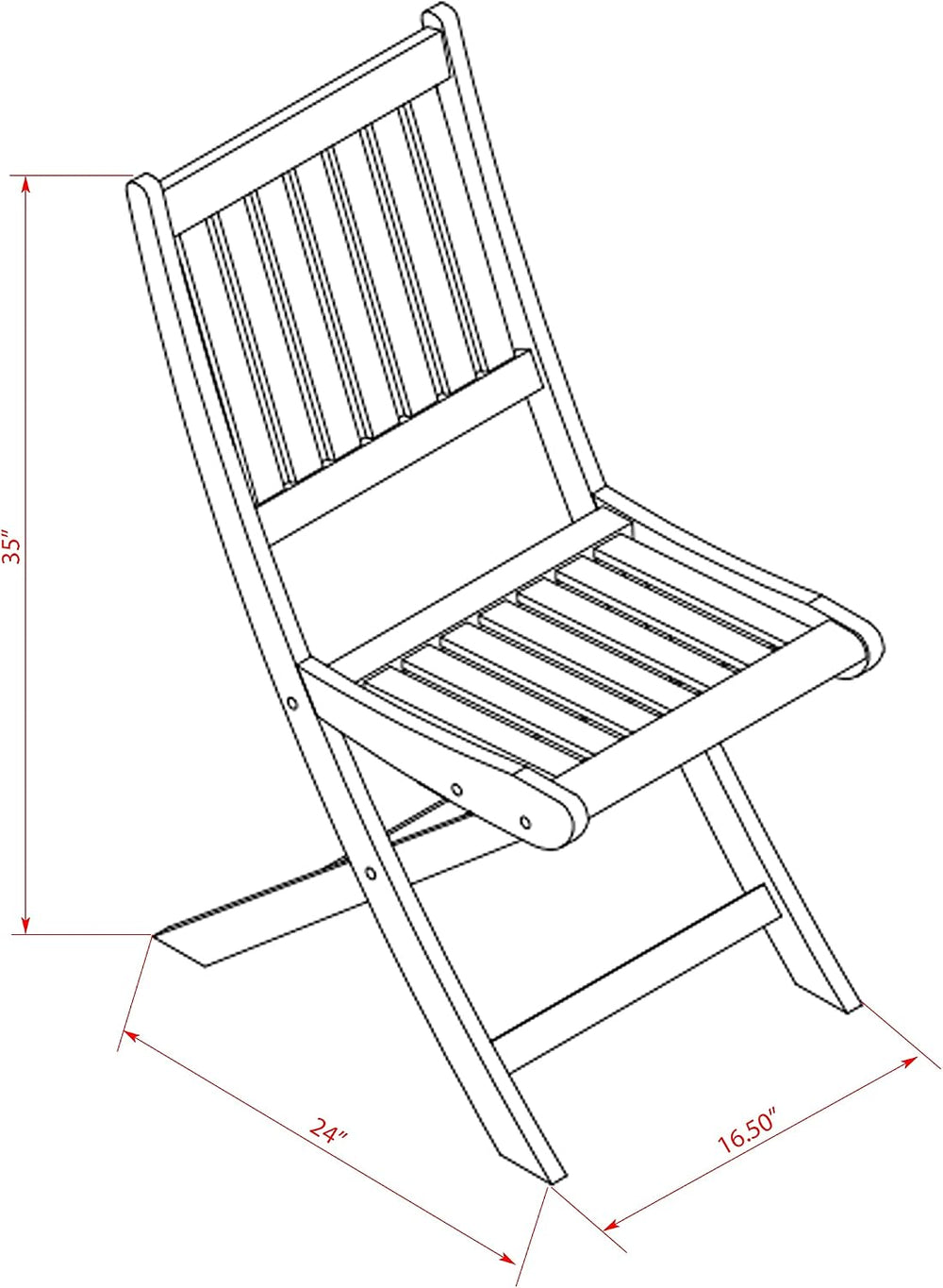 East West Furniture BDKCWNA Dickinson Foldable Patio Dining Chairs - Acacia W...