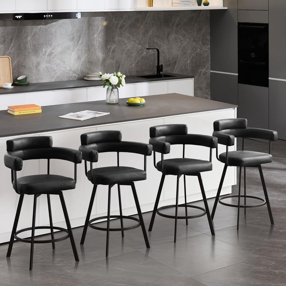 Swivel Counter Height Stools Set of 2, 26‘’ Kitchen Bar Stools with Arm Rest,...