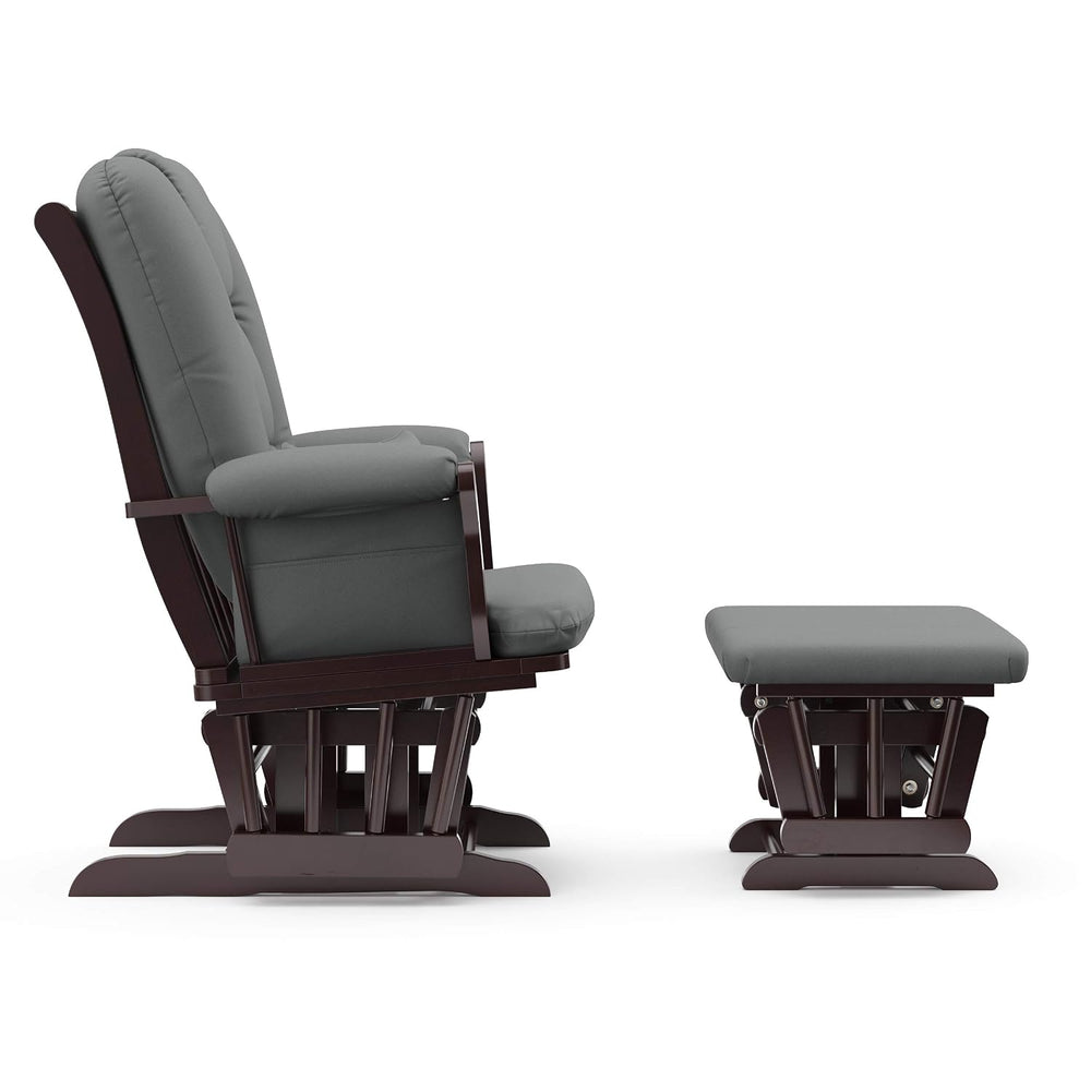 Storkcraft Tuscany Glider and Ottoman with Lumbar Pillow, Espresso/Gray