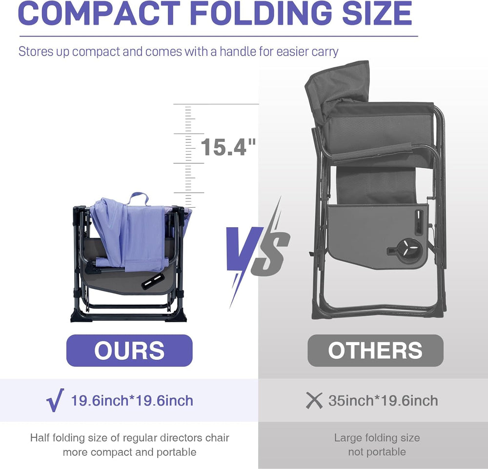 EVER ADVANCED Camping Directors' Chair with Side Table, Portable Folding ...