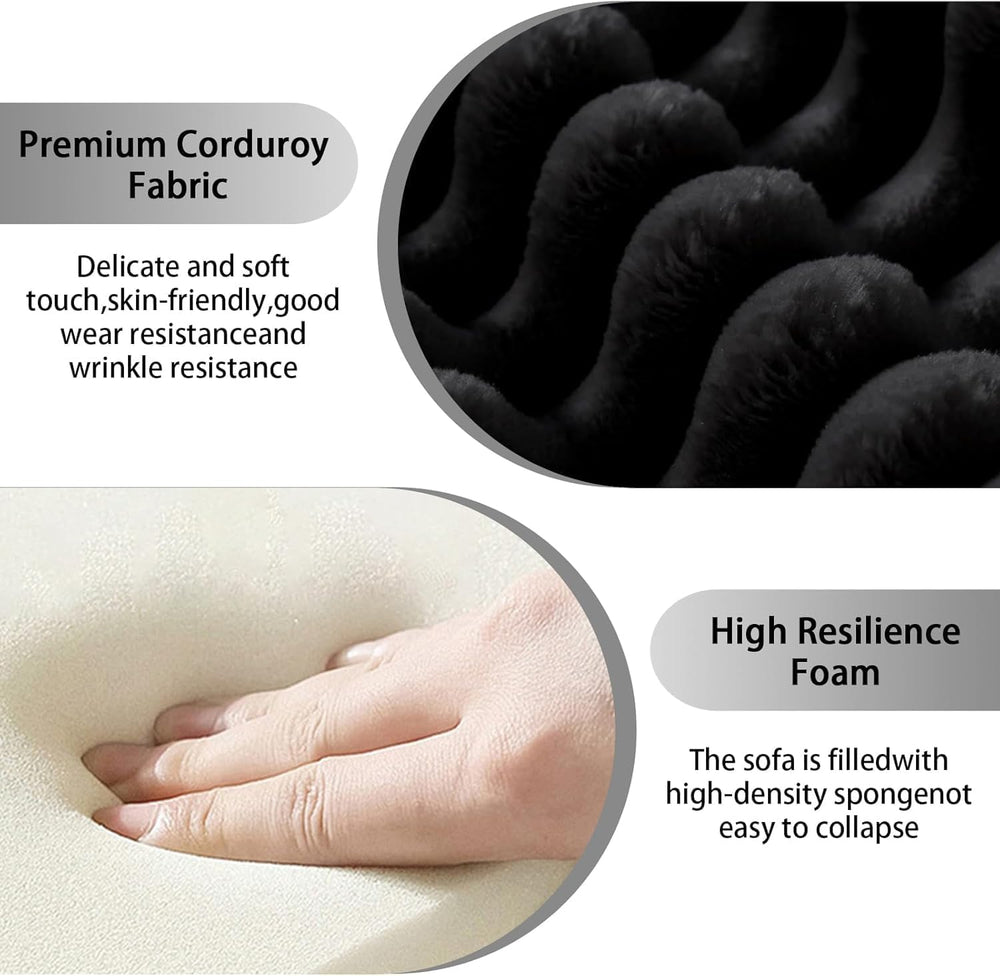 Oversized Cloud Couch Ottoman, Frameless Wide-Wale Corduroy Footrest for Livi...