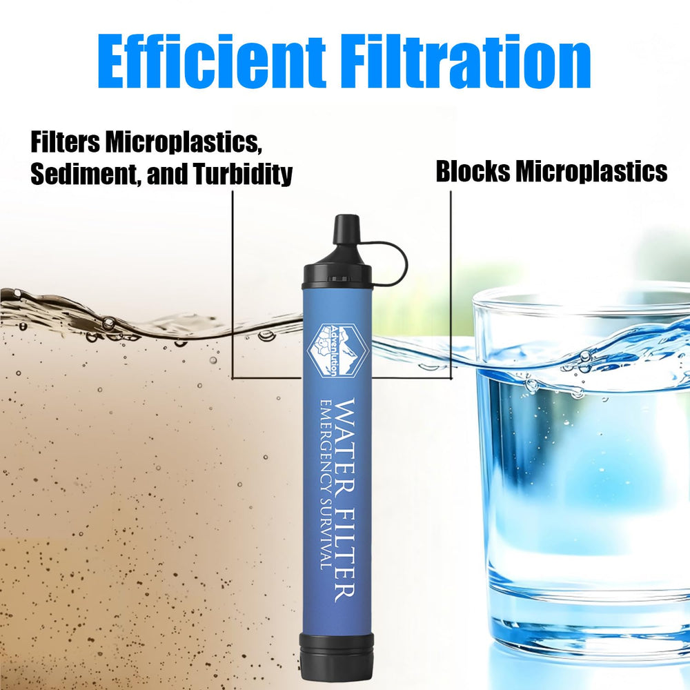 6-Pack Water Filter Straw with Emergency Whistle Survival for Outdoor