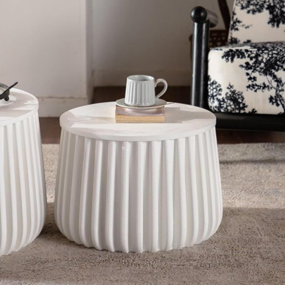 Geelife White Round Storage Table Set with Lift-Off Lid and Nesting Design | ...