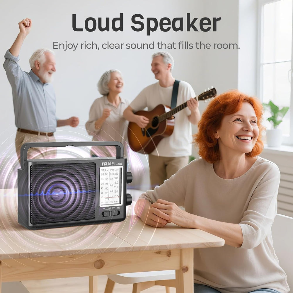 PRUNUS J08 Portable Radio AM FM with Solar, Battery and USB Charging
