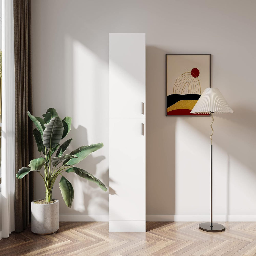 Freestanding Cabinet with Inadjustable Shelves and Two Doors for Kitchen, Din...