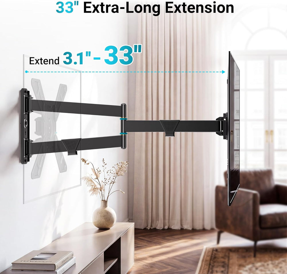 BONTEC Full Motion Corner TV Wall Mount for 31-75 Inch TVs, 33 in Long Arm Wa...