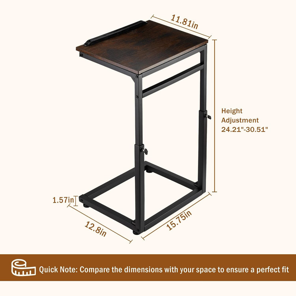facka C Shaped TV Tray Table, Adjustable Height & 0-60° Tilt for Couch | ...