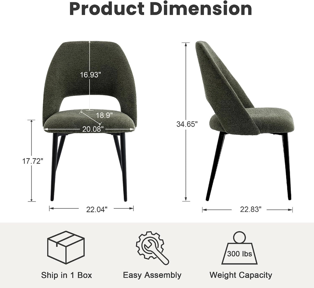 Rowill Boucle Dining Chairs Set of 4, Mordern Upholstered Fabric Dining Room ...