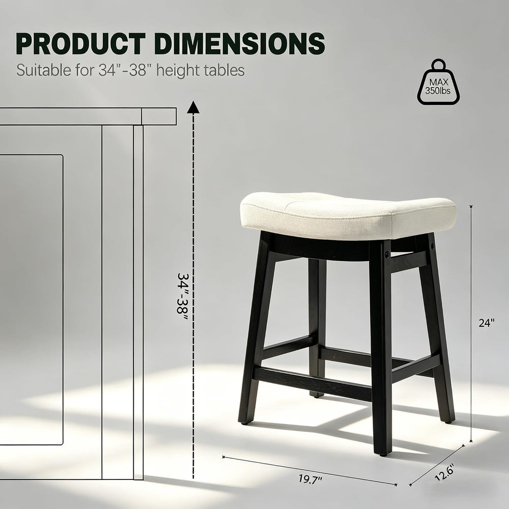 RNKSFX Counter Height Bar Stools Set of 3 for Kitchen Counter, Backless Farmh...