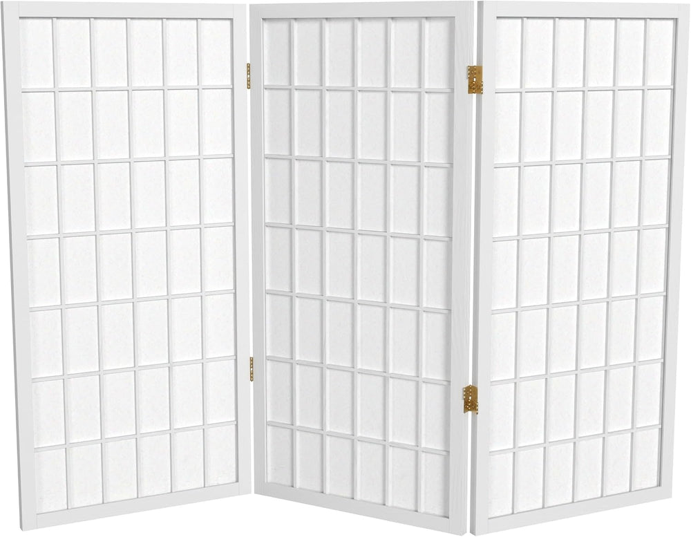 3 ft. Short Window Pane Shoji Screen - White - 3 Panels