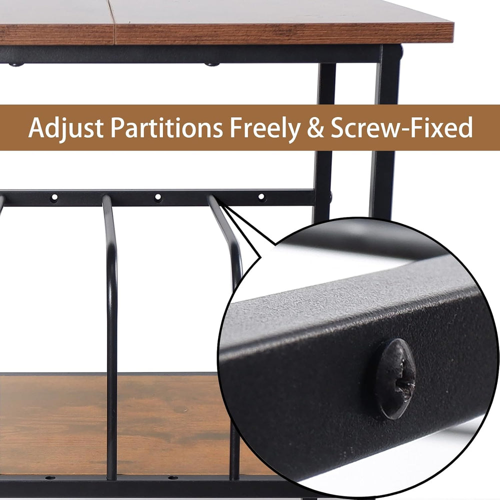 Record Player Stand with 4 Adjustable Dividers, Vinyl Record Storage Holds 20...